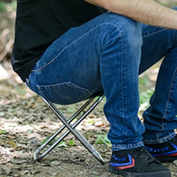 Outdoor Mini Folding Stool Chair Portable BBQ Fishing Camping Travel Beach - Picture 3 of 6